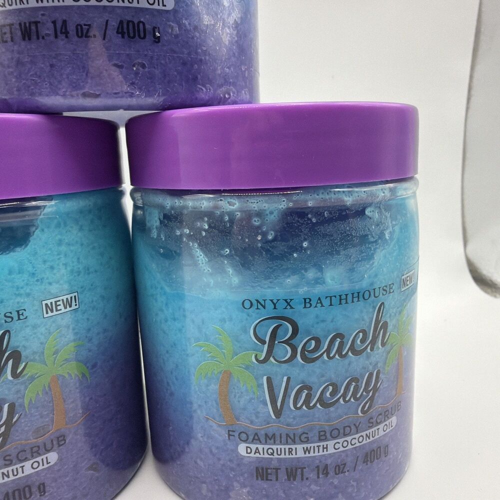 5 Onyx Bathhouse Beach Vacay Foaming Body Scrub w/ Coconut Oil 14 oz Jars - Picture 4 of 8